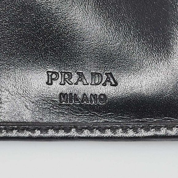 Prada Black Smooth Leather Compact Flip Wallet - Picture 5 of 7